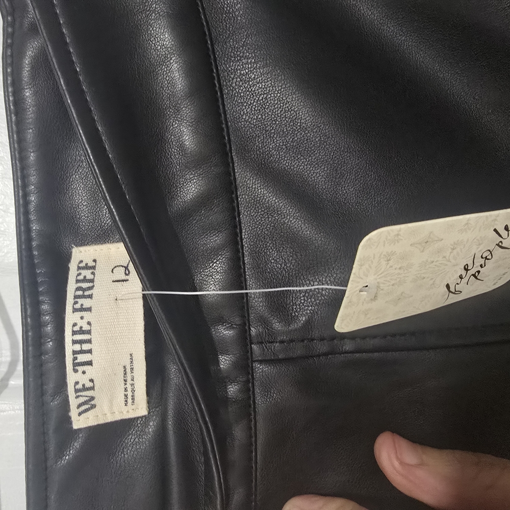 We The Free Black Bomber Jacket Smooth Leather Finish